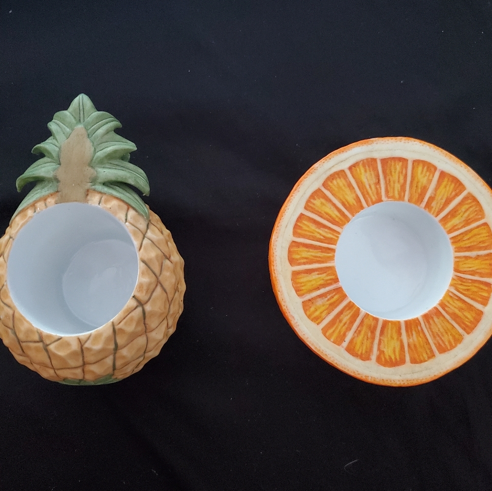 PartyLite Fruit Candle Holders Orange and Pineapple